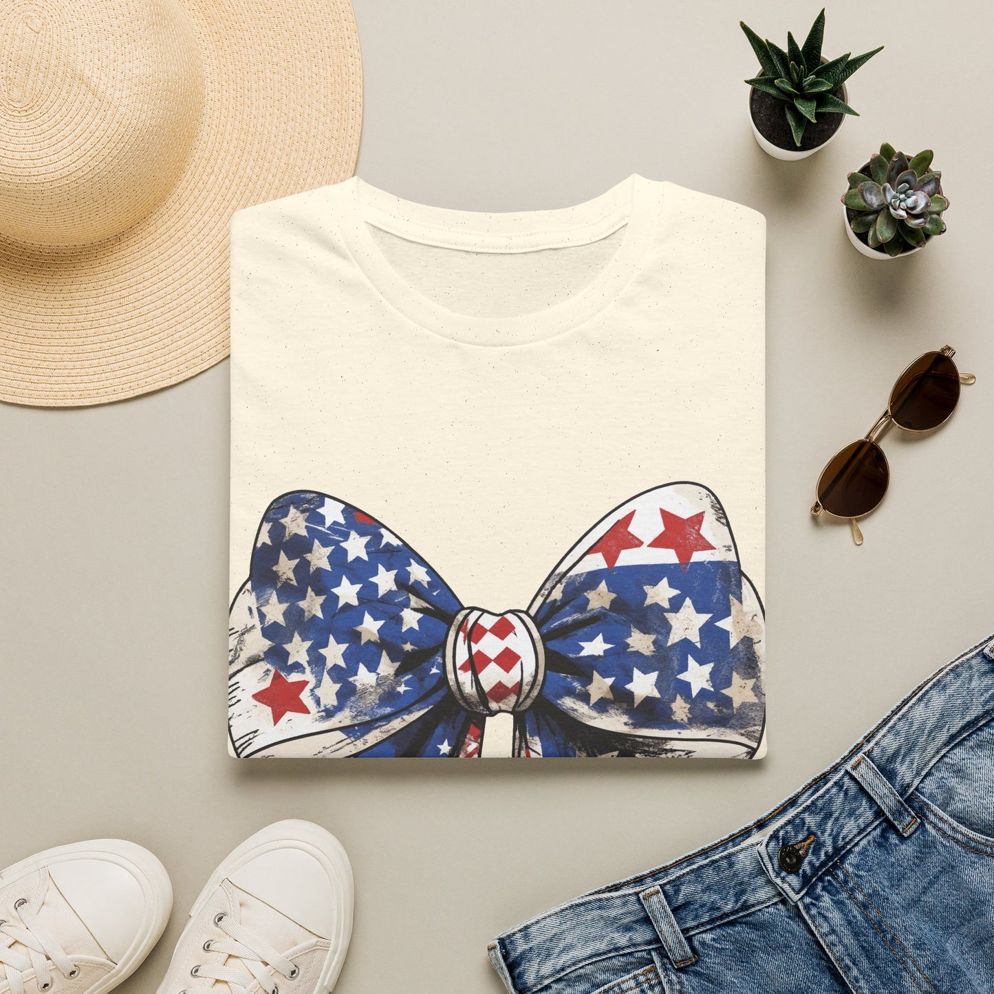 Patriotic Stars & Stripes Bow T-Shirt