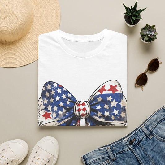 Patriotic Stars & Stripes Bow T-Shirt