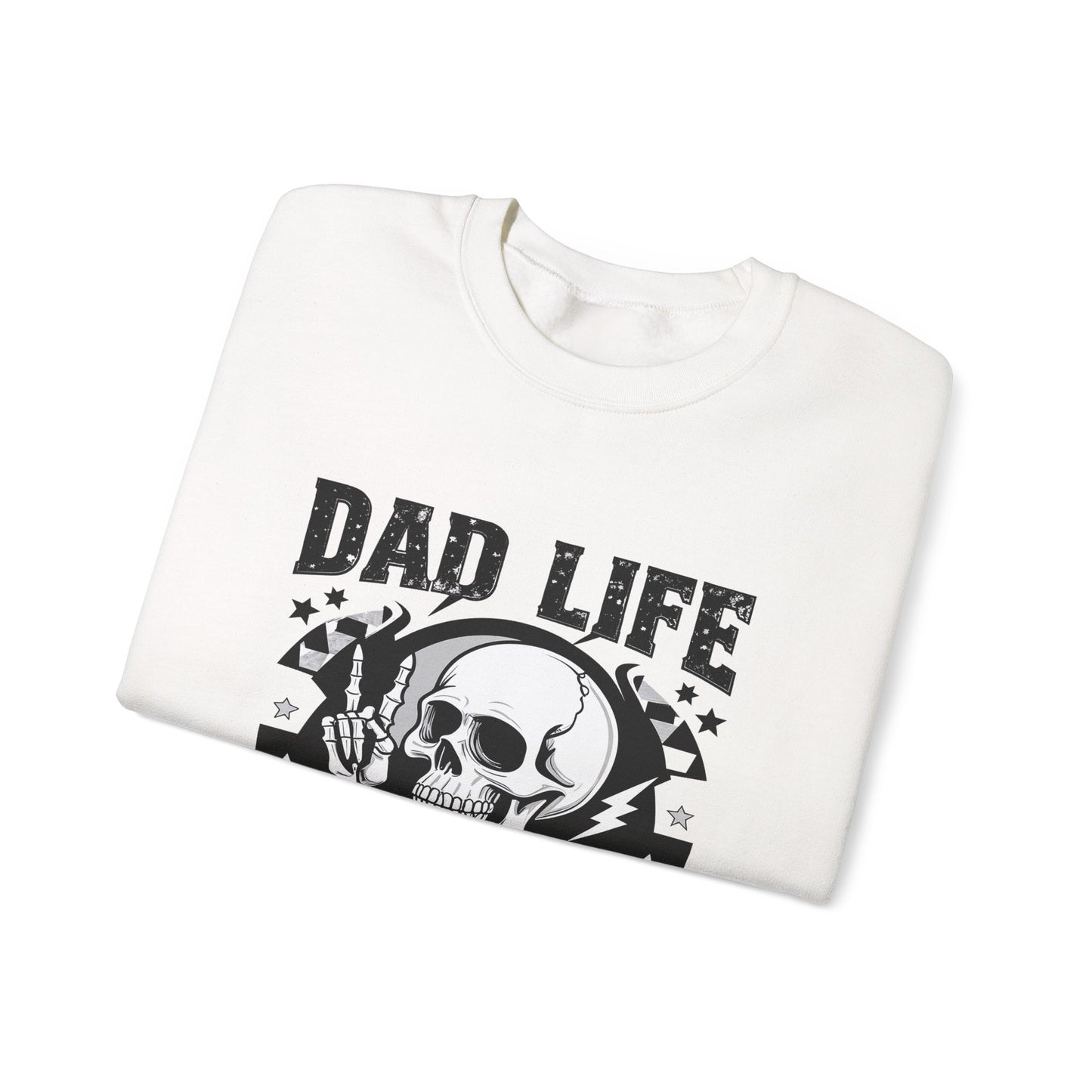 Dad Life Skeleton Crewneck Sweatshirt — Funny Retro Skull Fatherhood Pullover