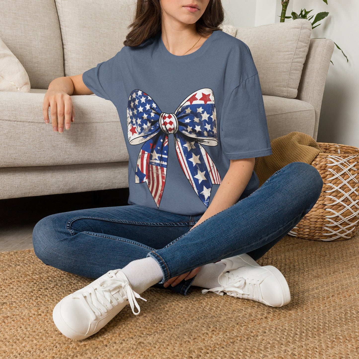 Patriotic Stars & Stripes Bow T-Shirt