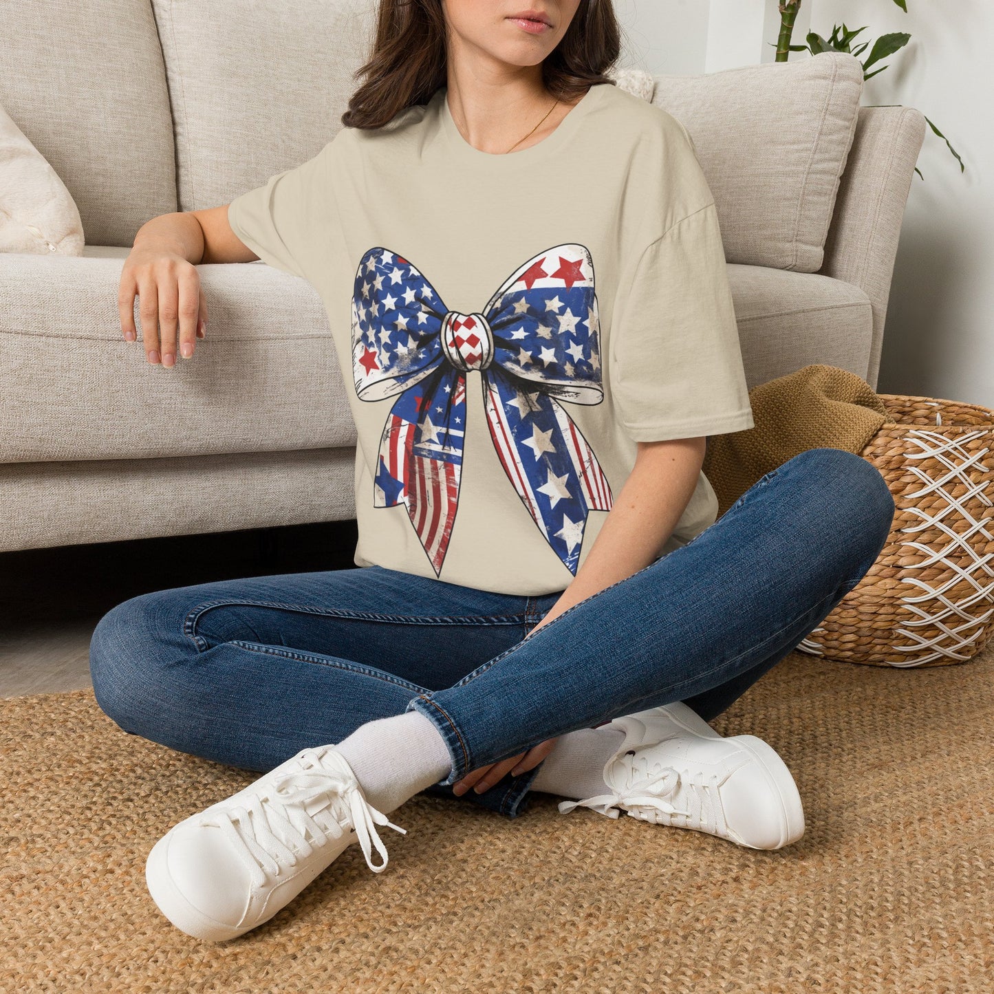Patriotic Stars & Stripes Bow T-Shirt