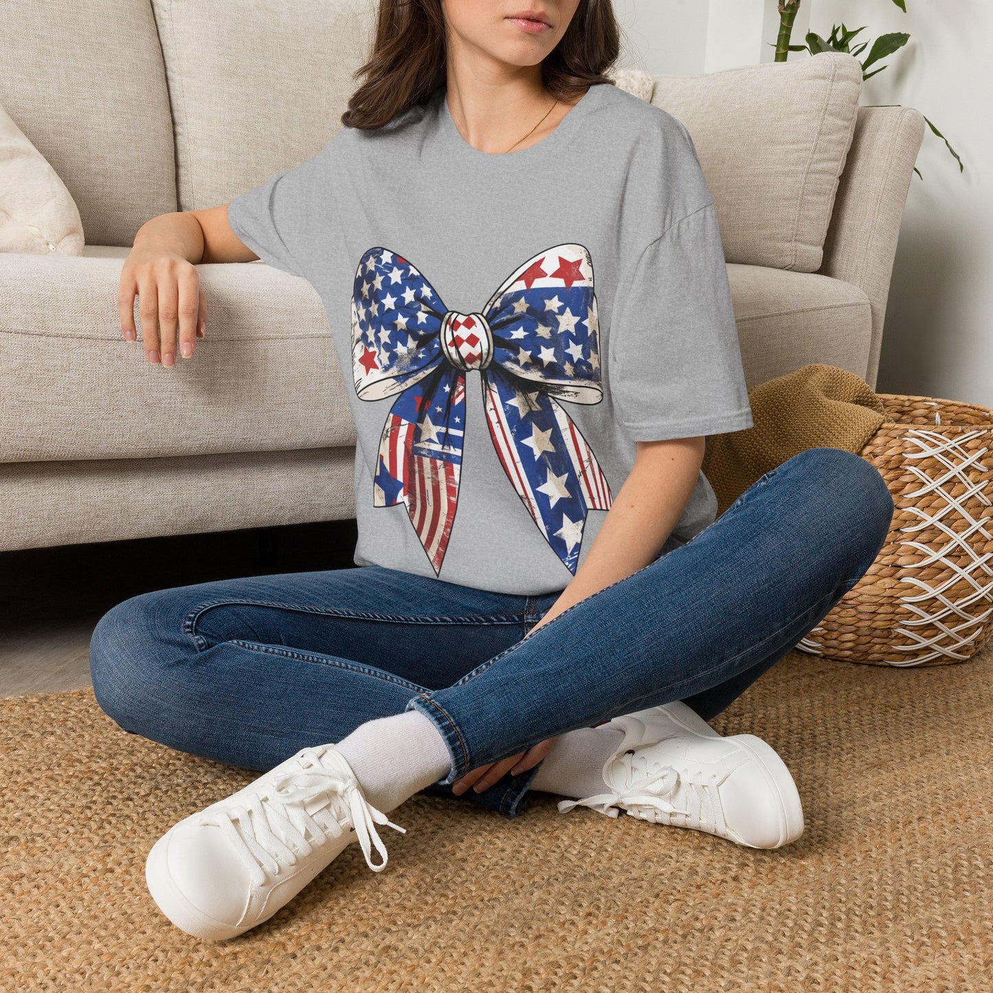 Patriotic Stars & Stripes Bow T-Shirt