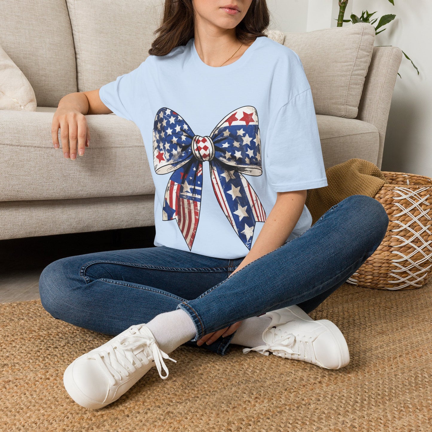 Patriotic Stars & Stripes Bow T-Shirt