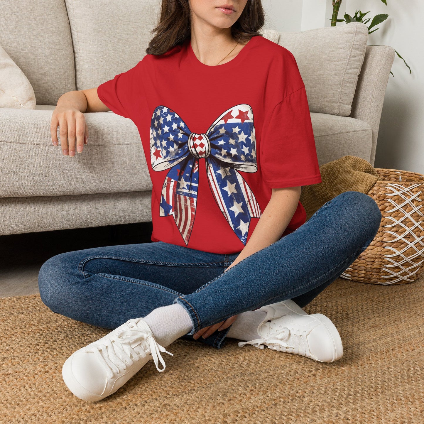 Patriotic Stars & Stripes Bow T-Shirt