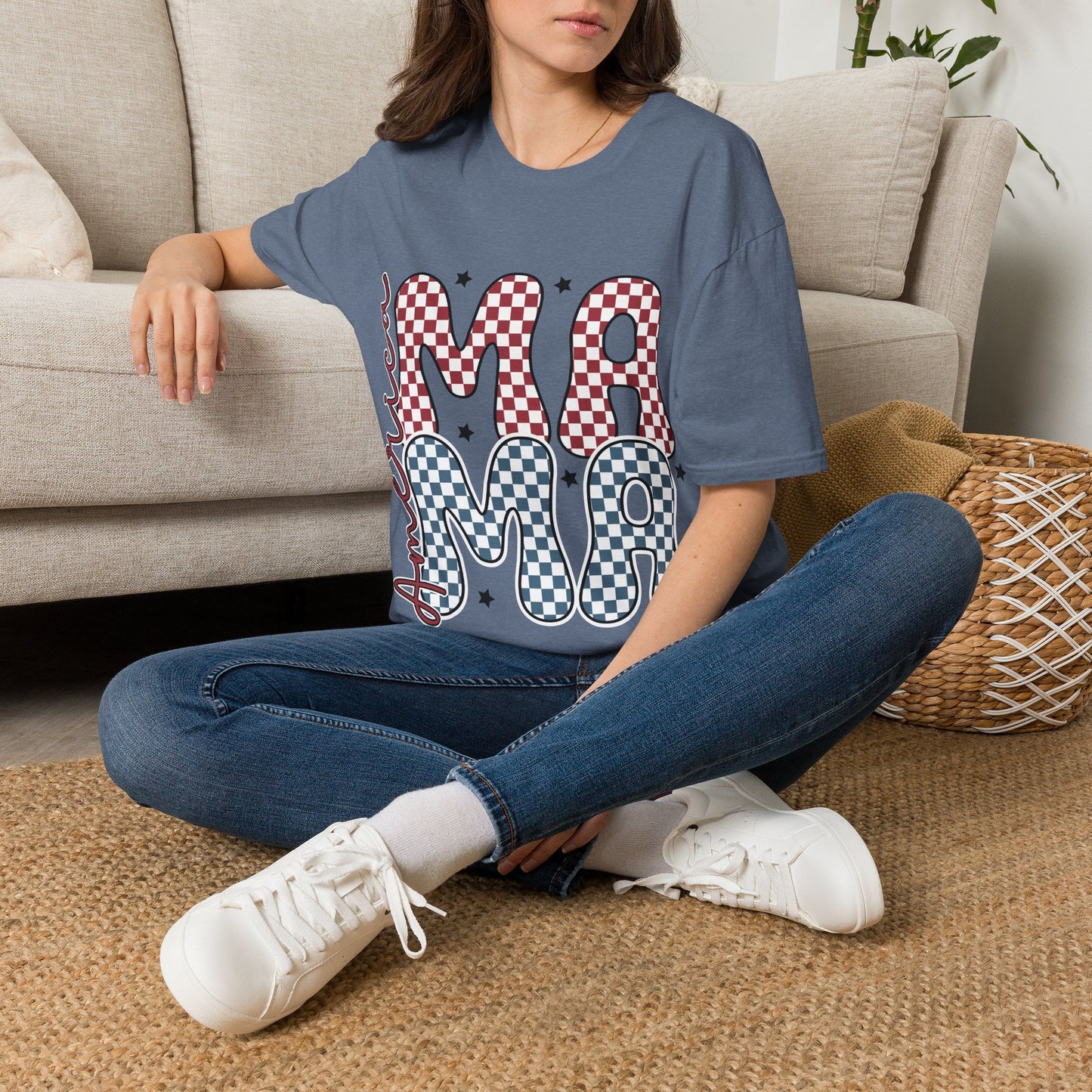 Mama Checkerboard T‑Shirt