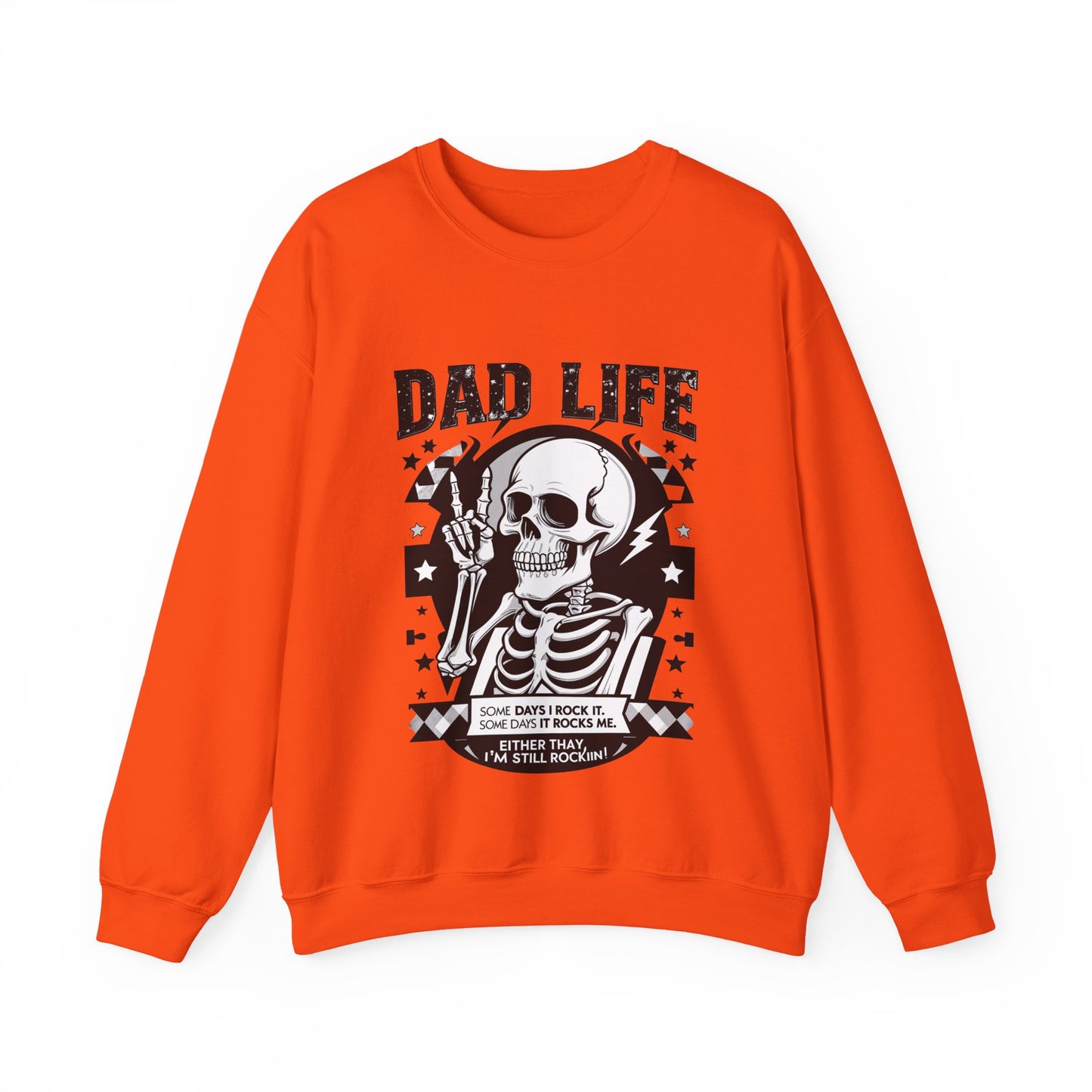 Dad Life Skeleton Crewneck Sweatshirt — Funny Retro Skull Fatherhood Pullover