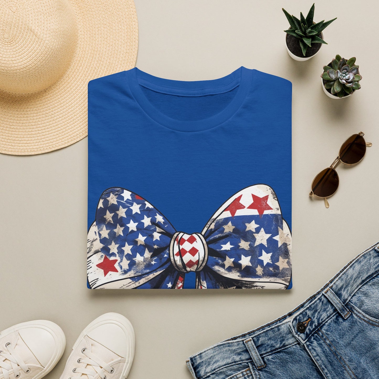 Patriotic Stars & Stripes Bow T-Shirt