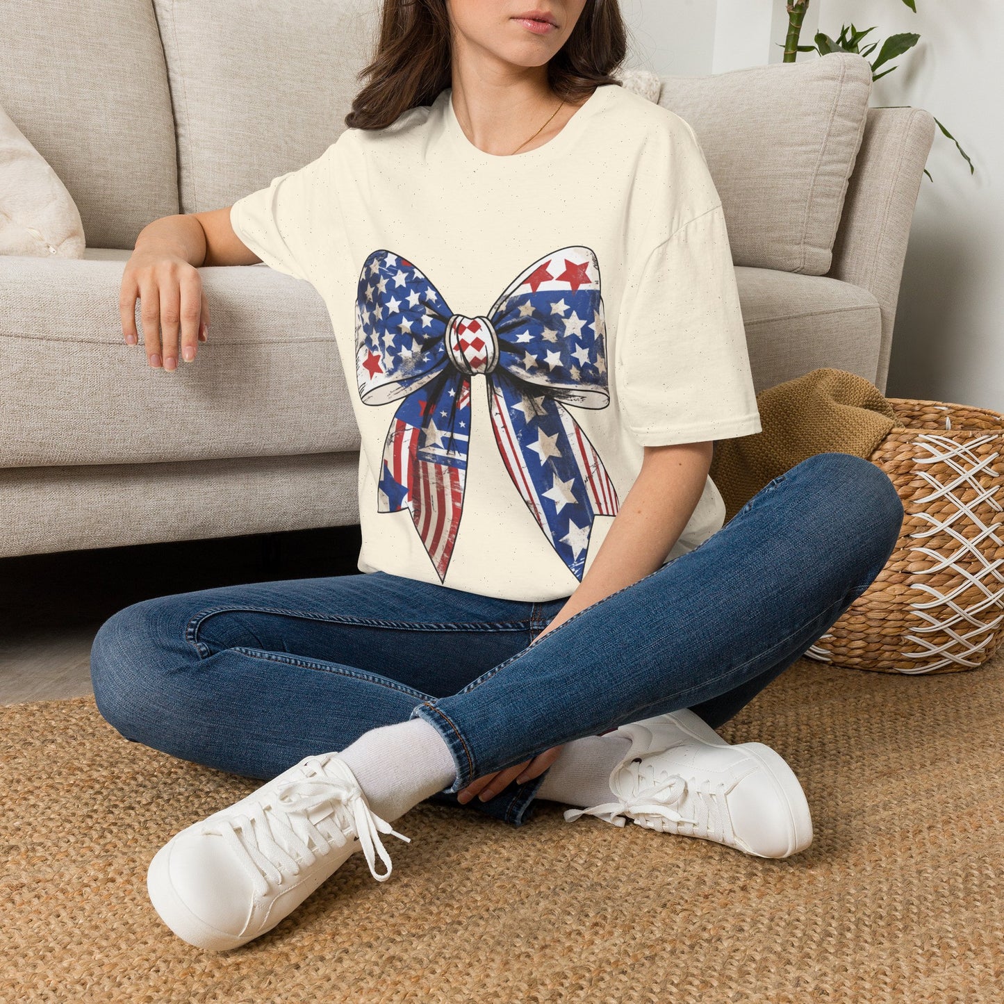 Patriotic Stars & Stripes Bow T-Shirt