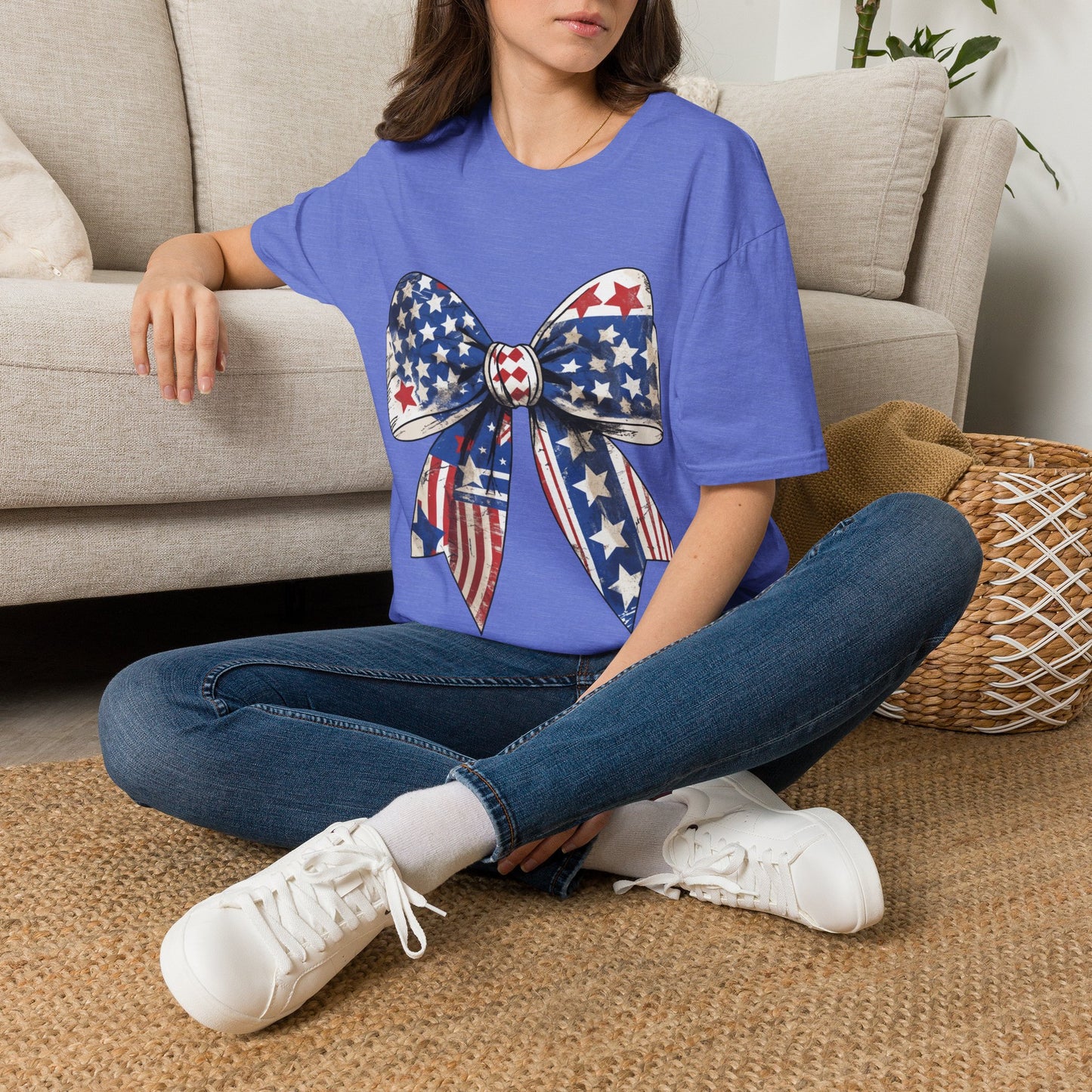 Patriotic Stars & Stripes Bow T-Shirt