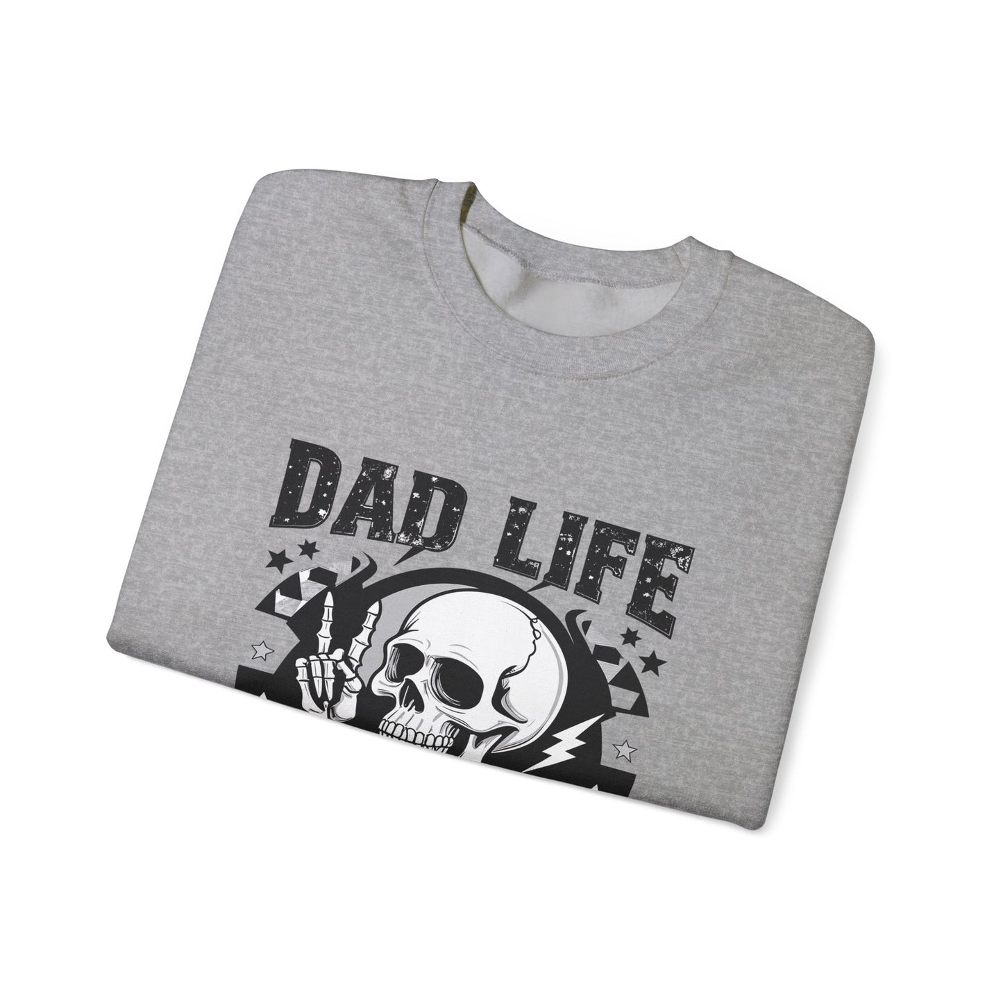 Dad Life Skeleton Crewneck Sweatshirt — Funny Retro Skull Fatherhood Pullover