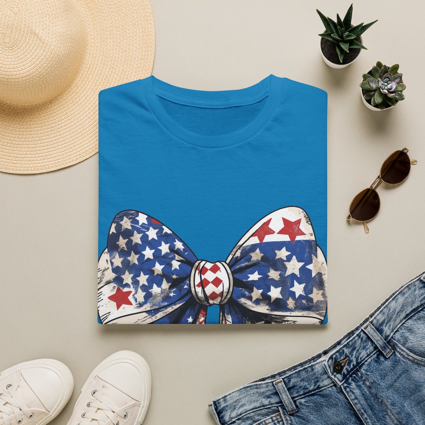 Patriotic Stars & Stripes Bow T-Shirt