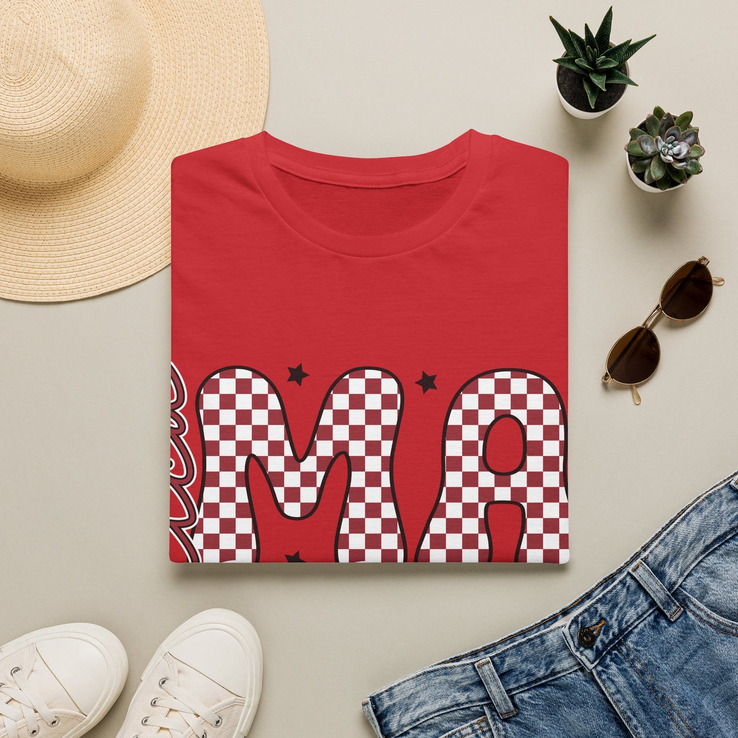 Mama Checkerboard T‑Shirt