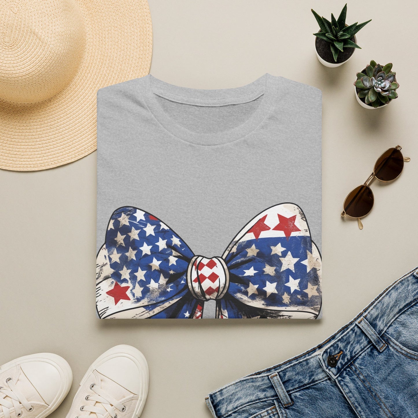 Patriotic Stars & Stripes Bow T-Shirt