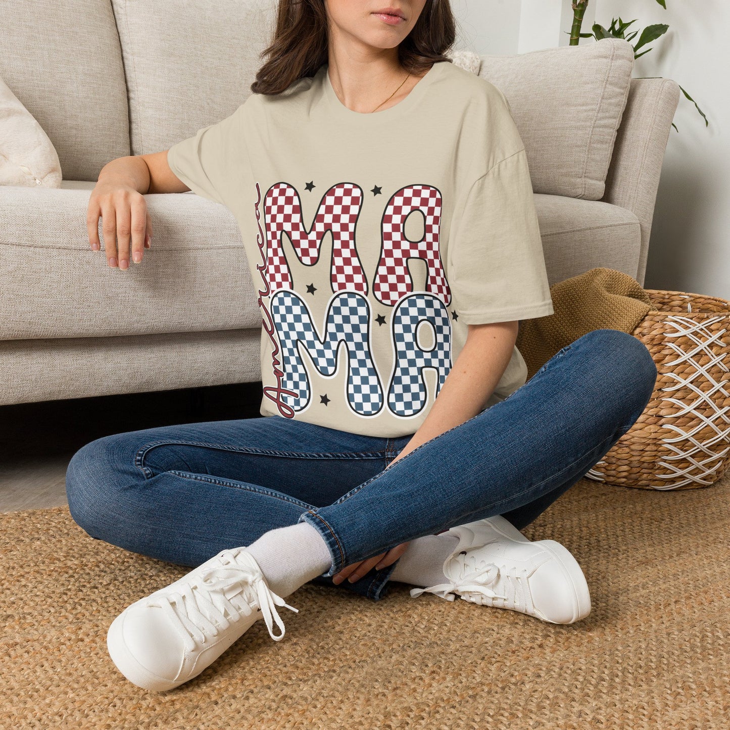 Mama Checkerboard T‑Shirt