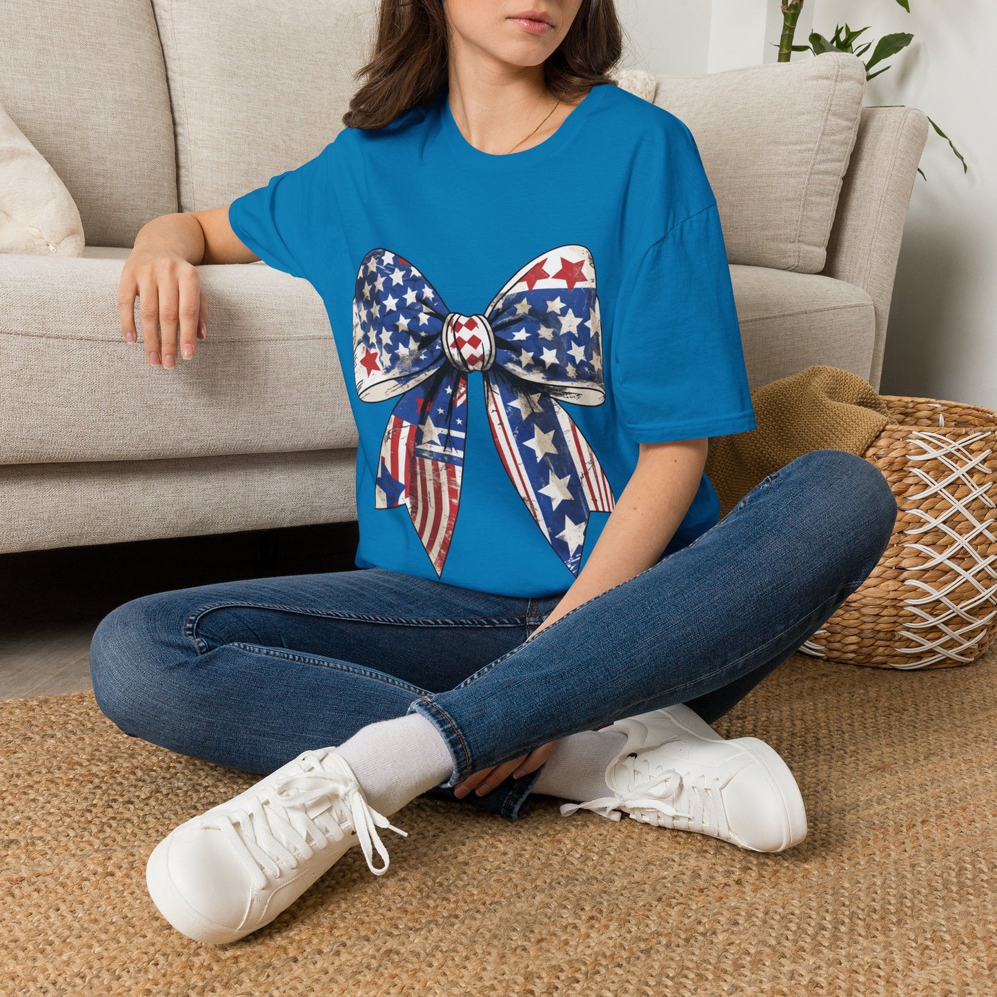 Patriotic Stars & Stripes Bow T-Shirt