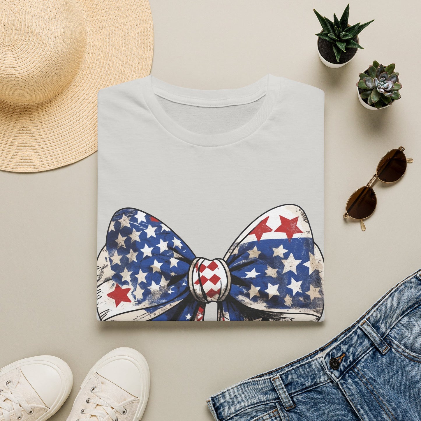 Patriotic Stars & Stripes Bow T-Shirt