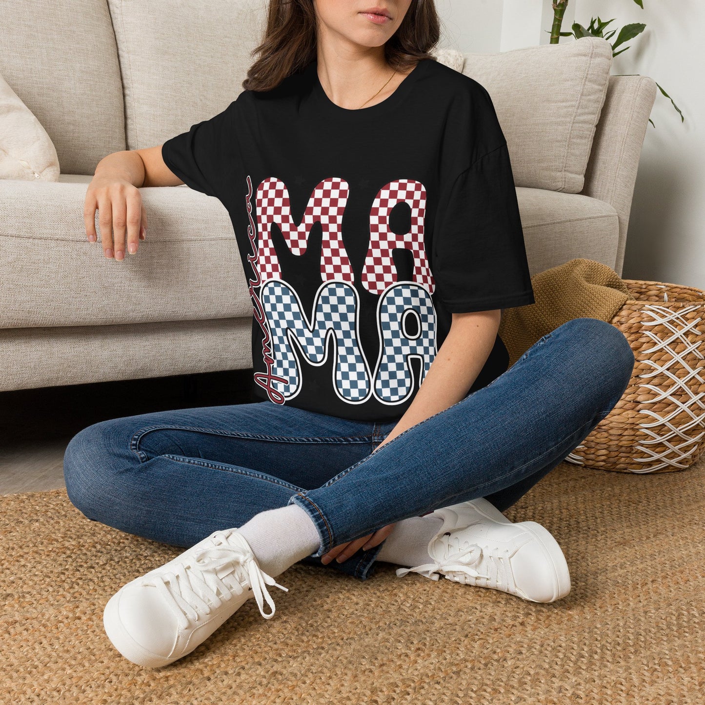 Mama Checkerboard T‑Shirt