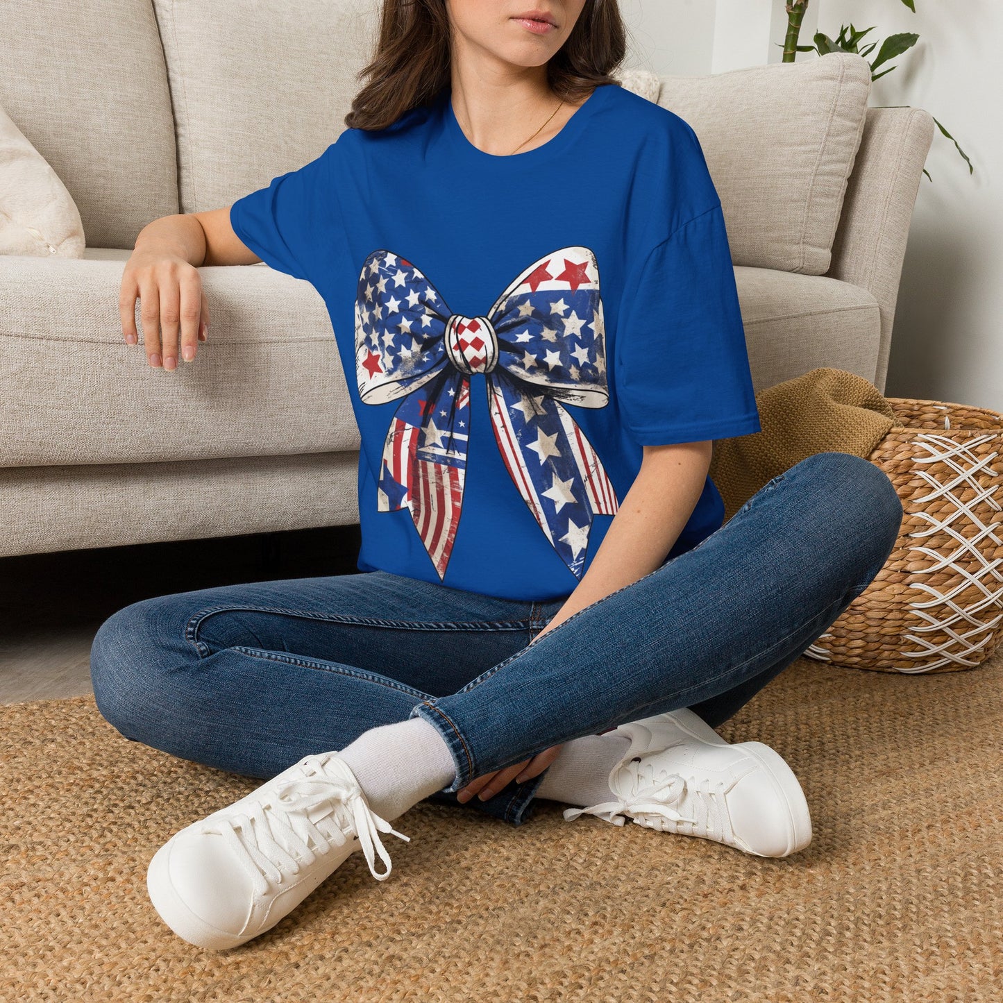 Patriotic Stars & Stripes Bow T-Shirt