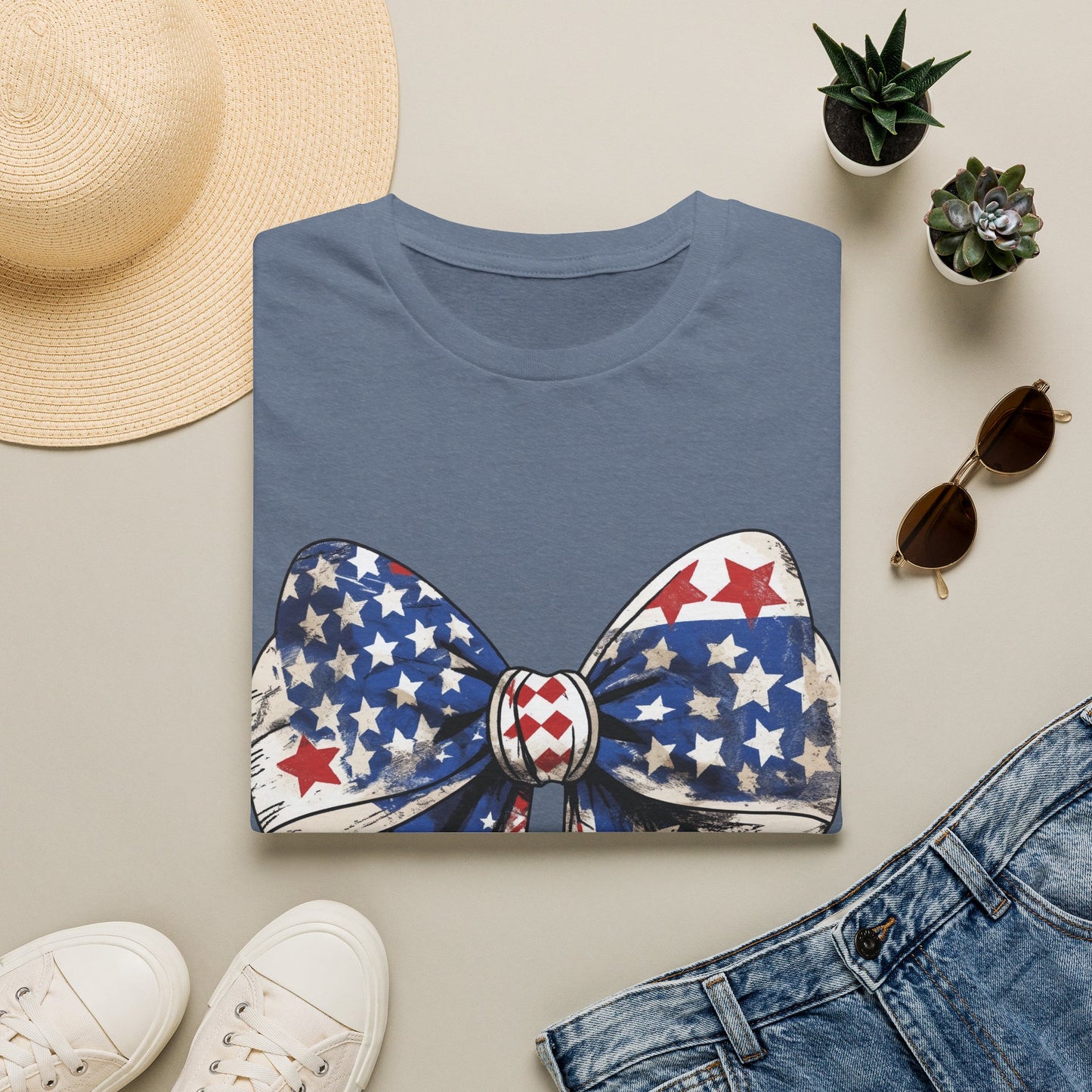 Patriotic Stars & Stripes Bow T-Shirt