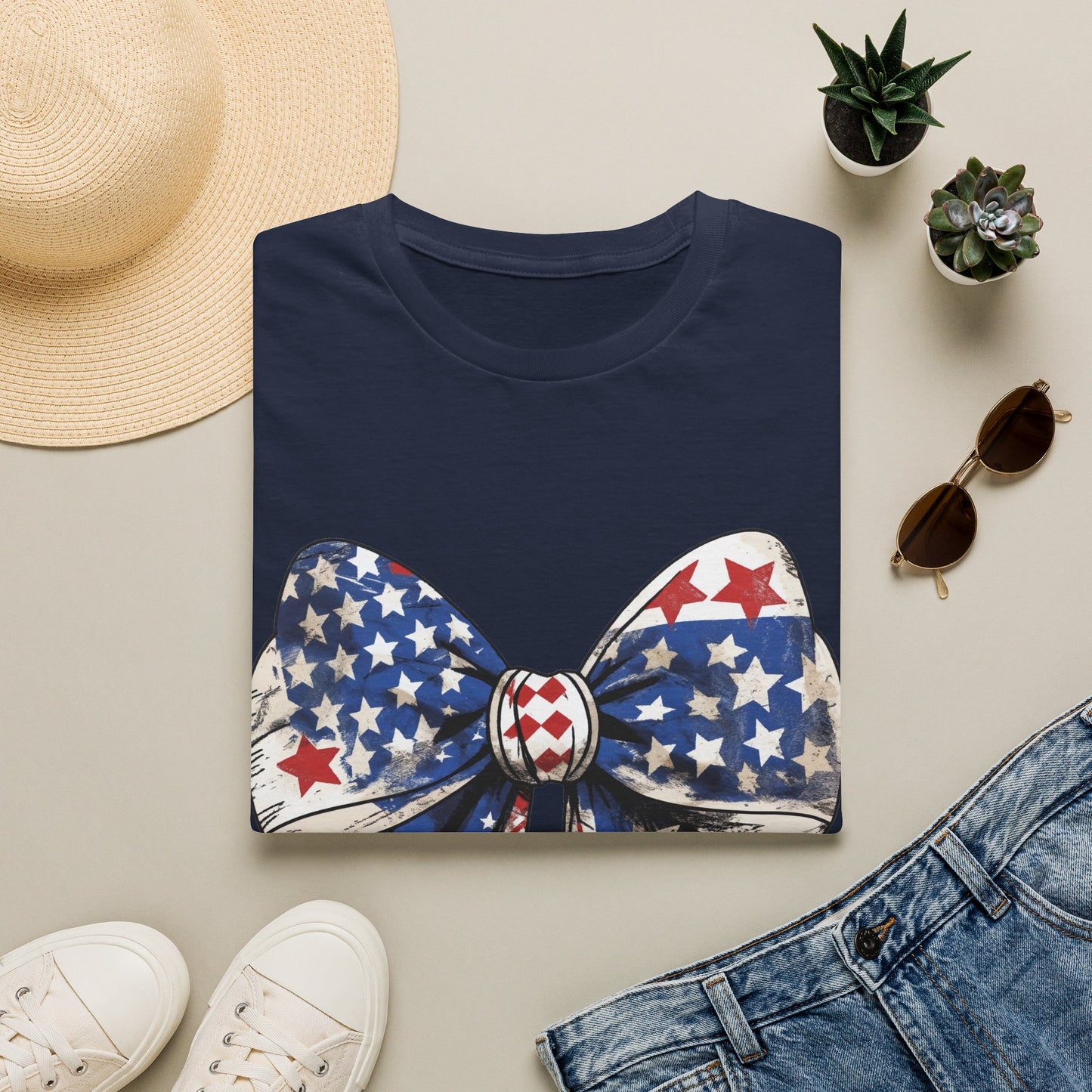 Patriotic Stars & Stripes Bow T-Shirt