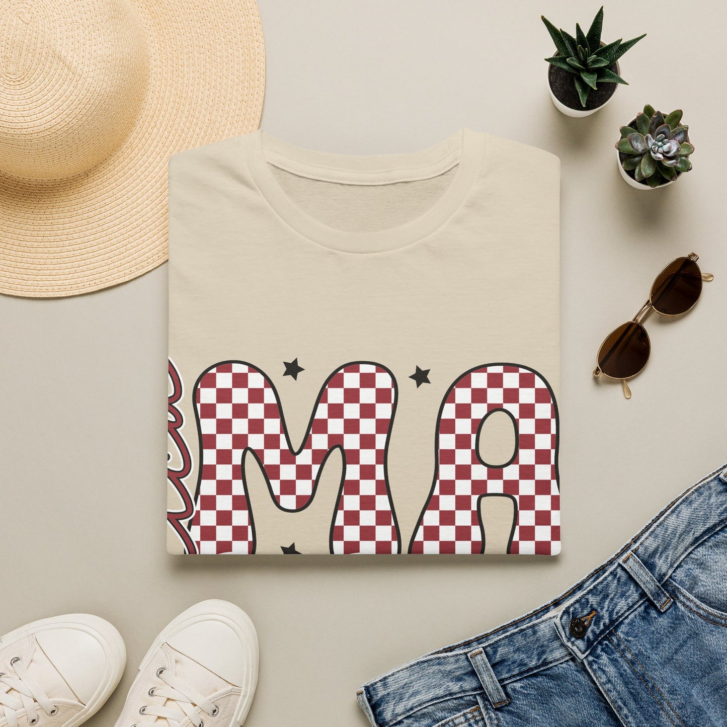 Mama Checkerboard T‑Shirt