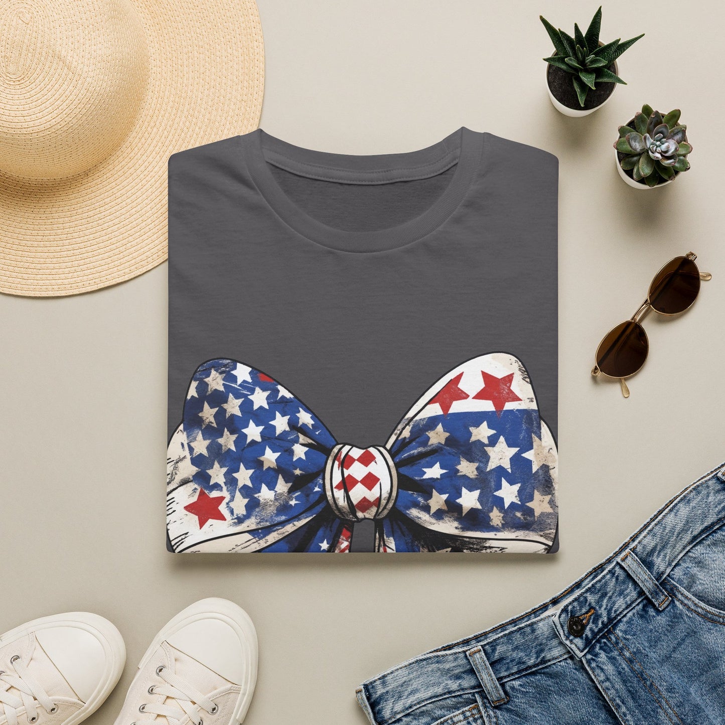 Patriotic Stars & Stripes Bow T-Shirt