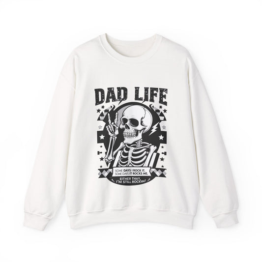 Dad Life Skeleton Crewneck Sweatshirt — Funny Retro Skull Fatherhood Pullover