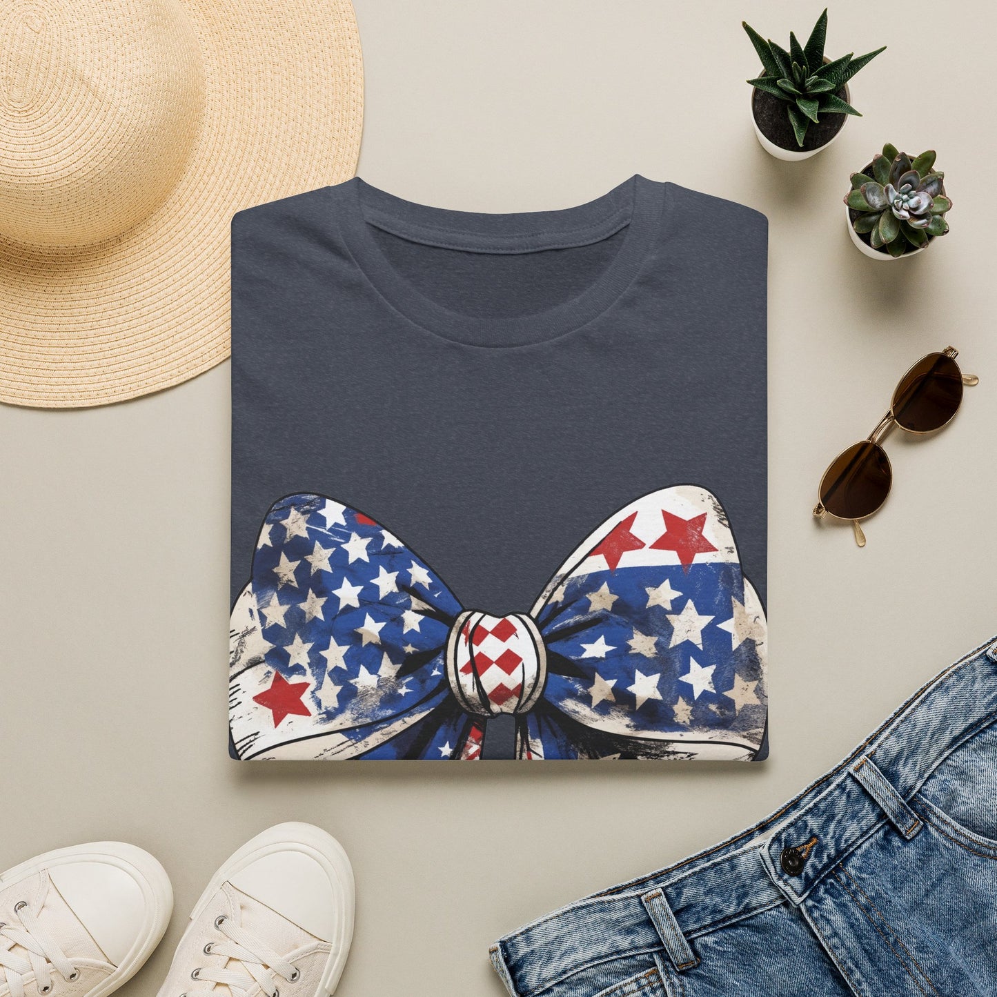 Patriotic Stars & Stripes Bow T-Shirt