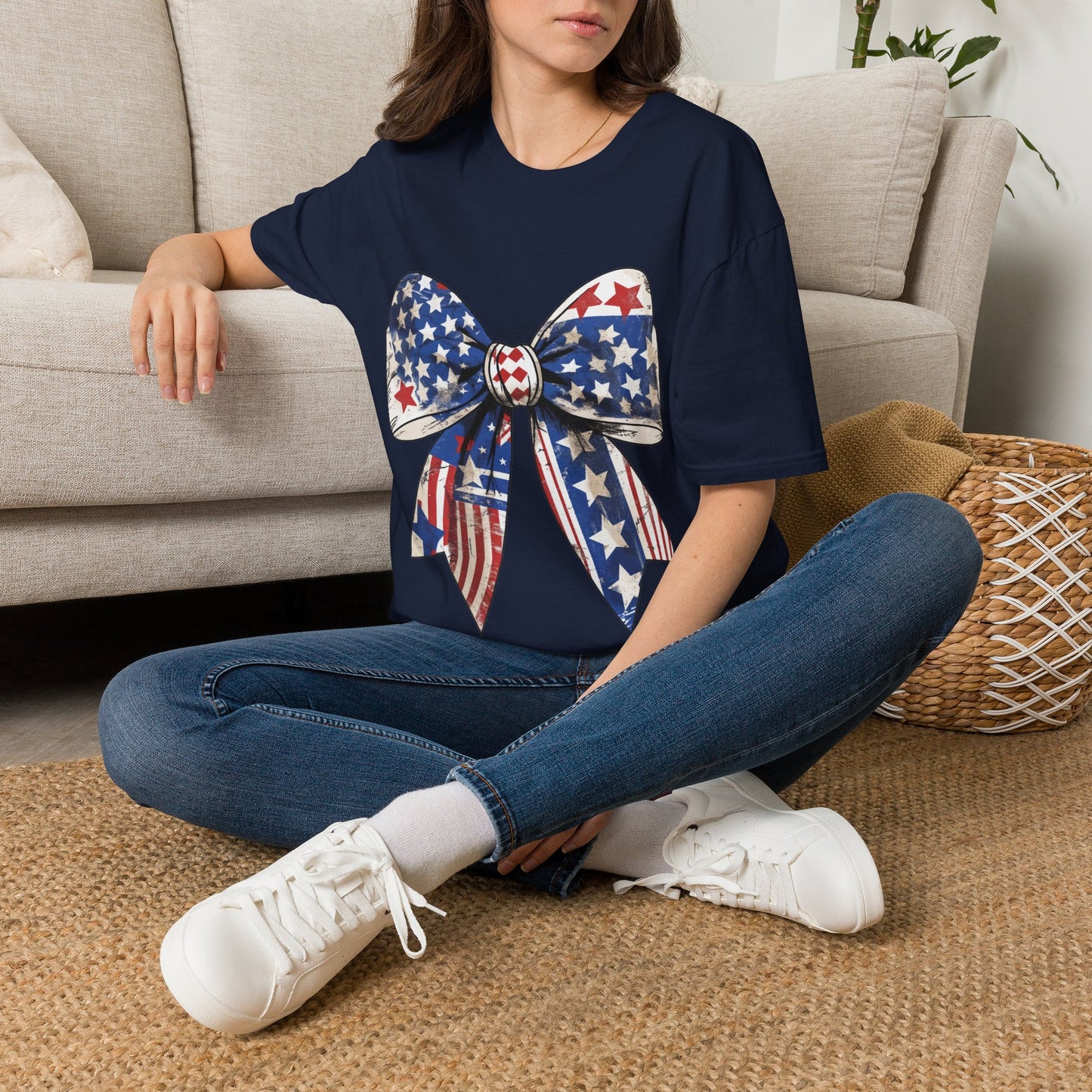 Patriotic Stars & Stripes Bow T-Shirt