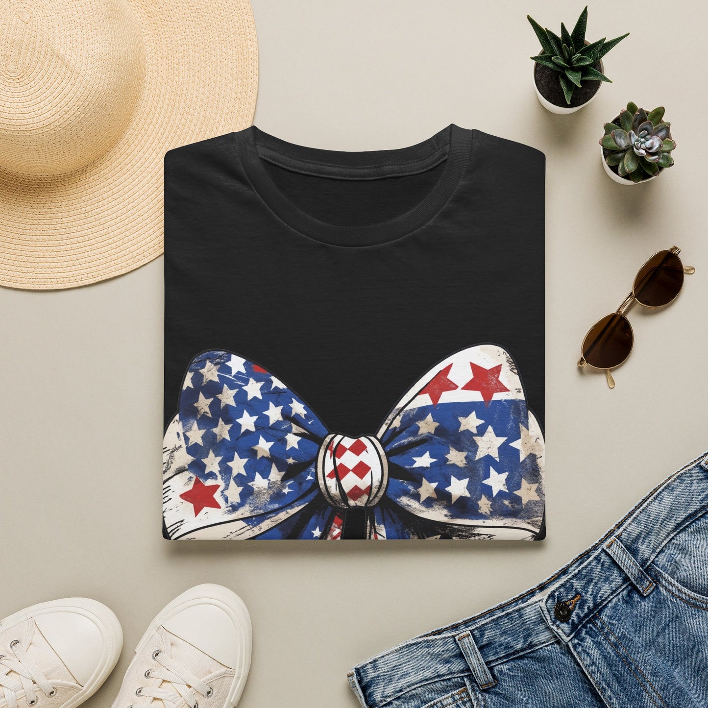 Patriotic Stars & Stripes Bow T-Shirt