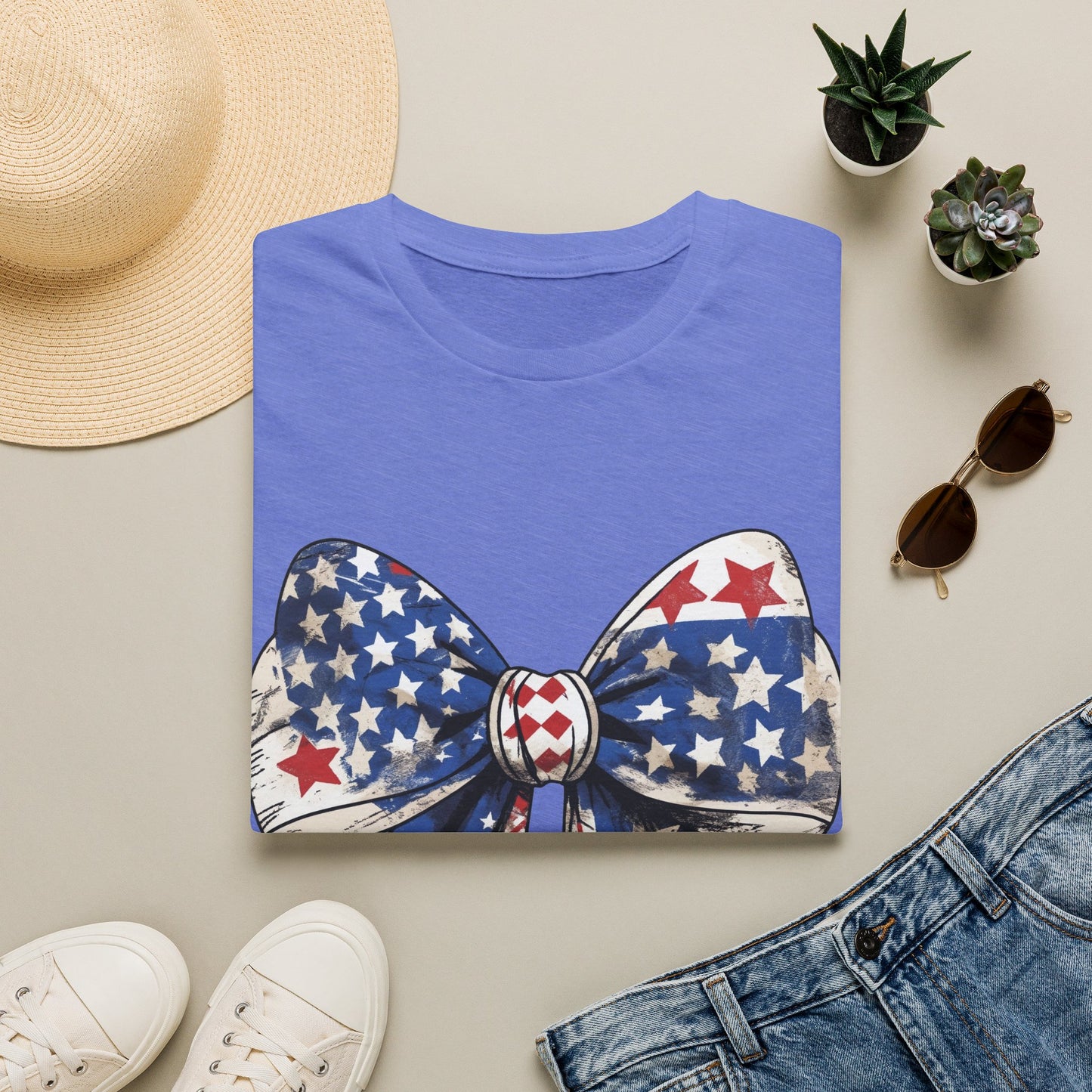Patriotic Stars & Stripes Bow T-Shirt
