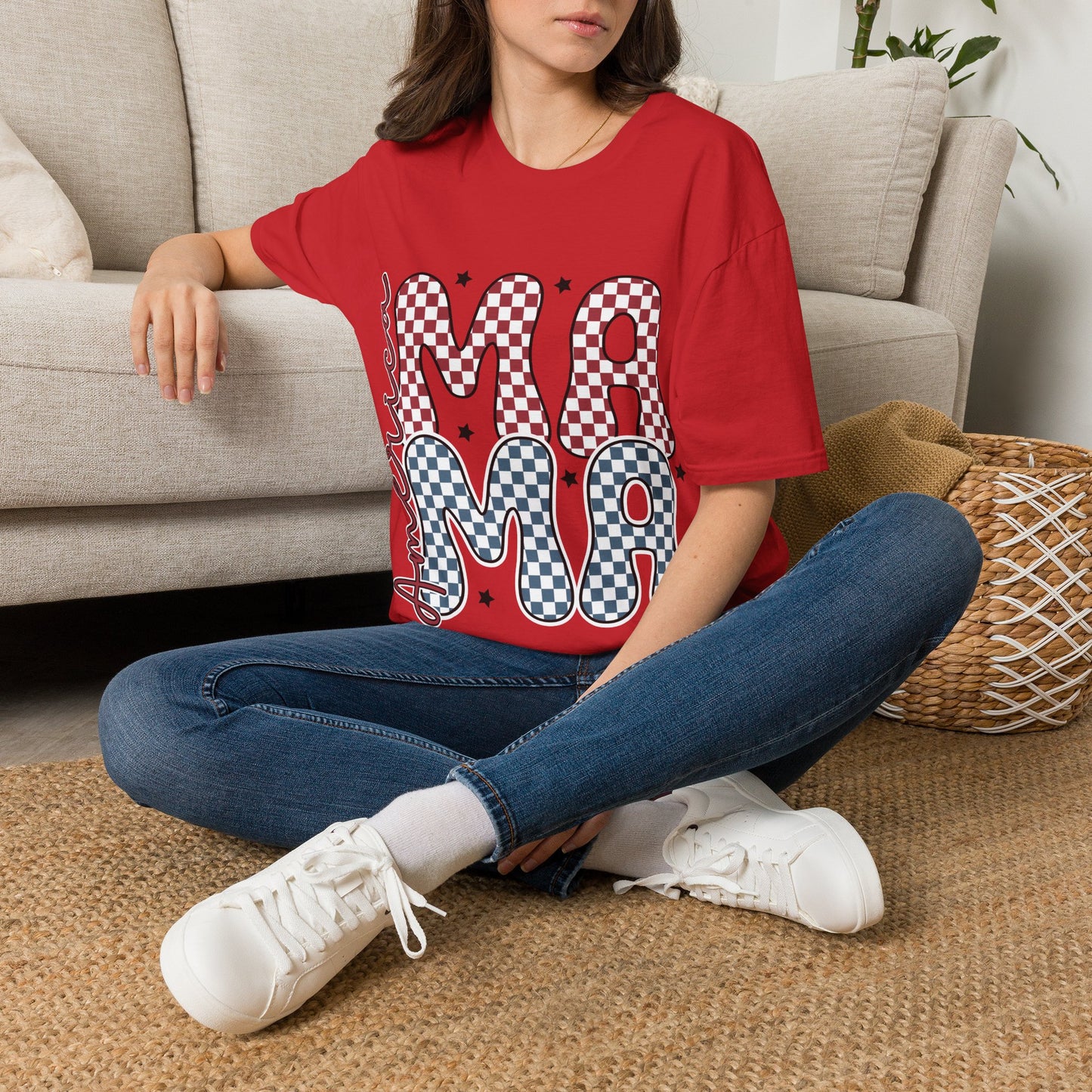Mama Checkerboard T‑Shirt