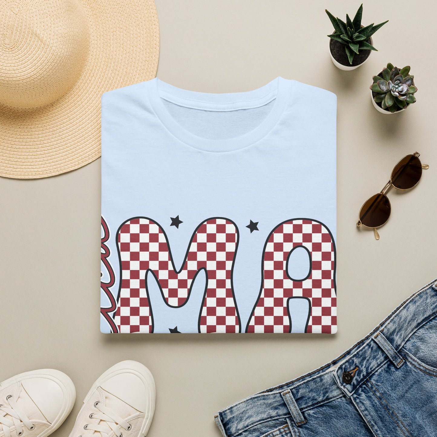 Mama Checkerboard T‑Shirt