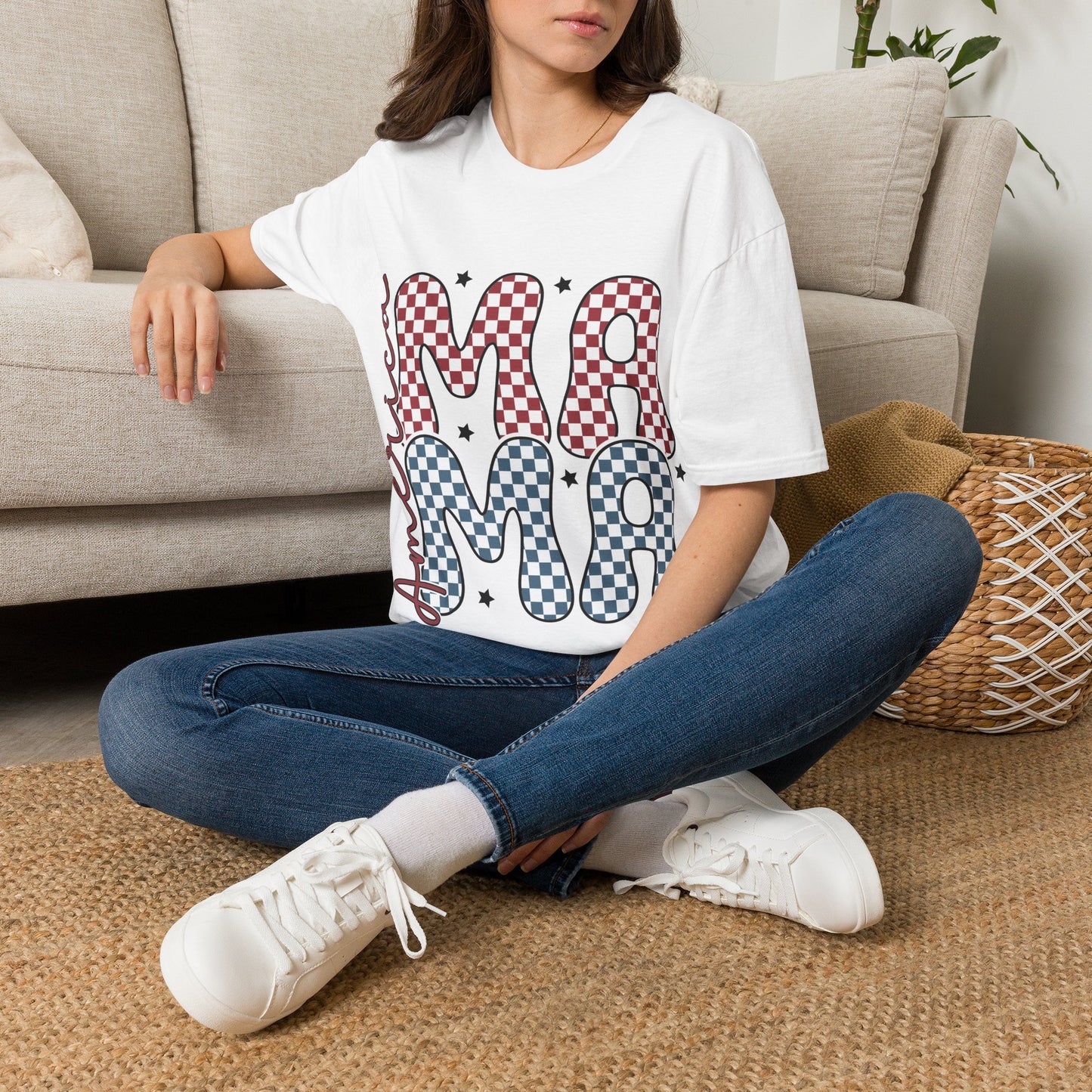 Mama Checkerboard T‑Shirt