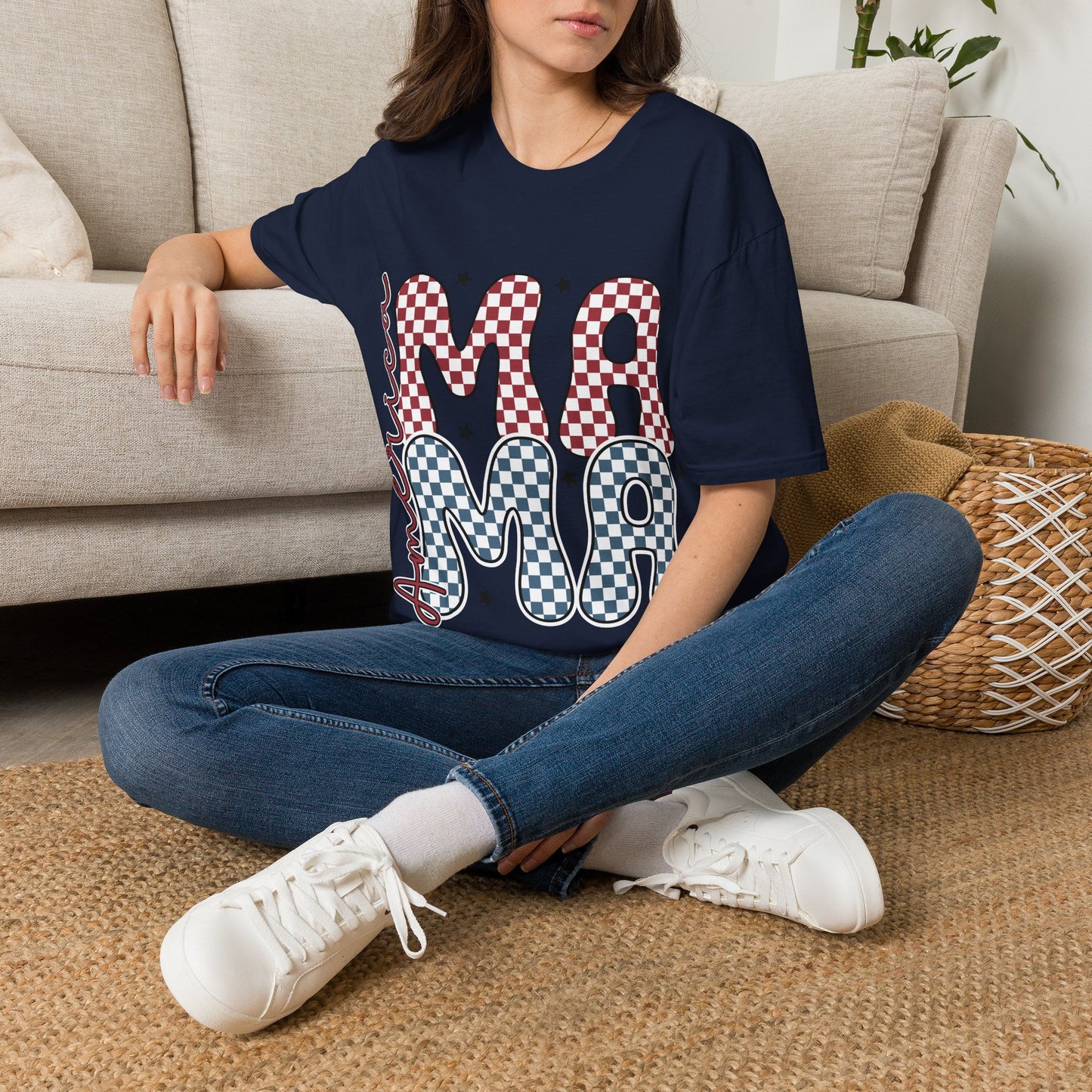 Mama Checkerboard T‑Shirt