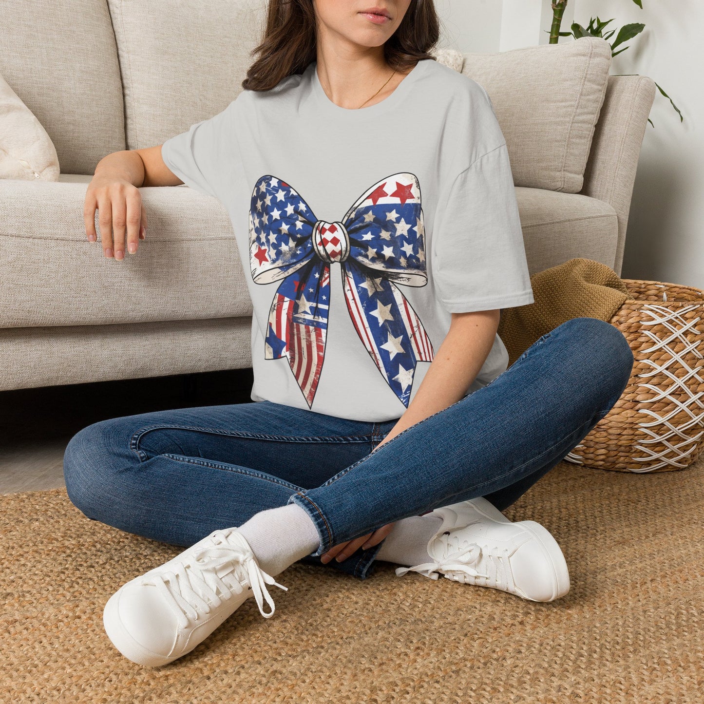 Patriotic Stars & Stripes Bow T-Shirt