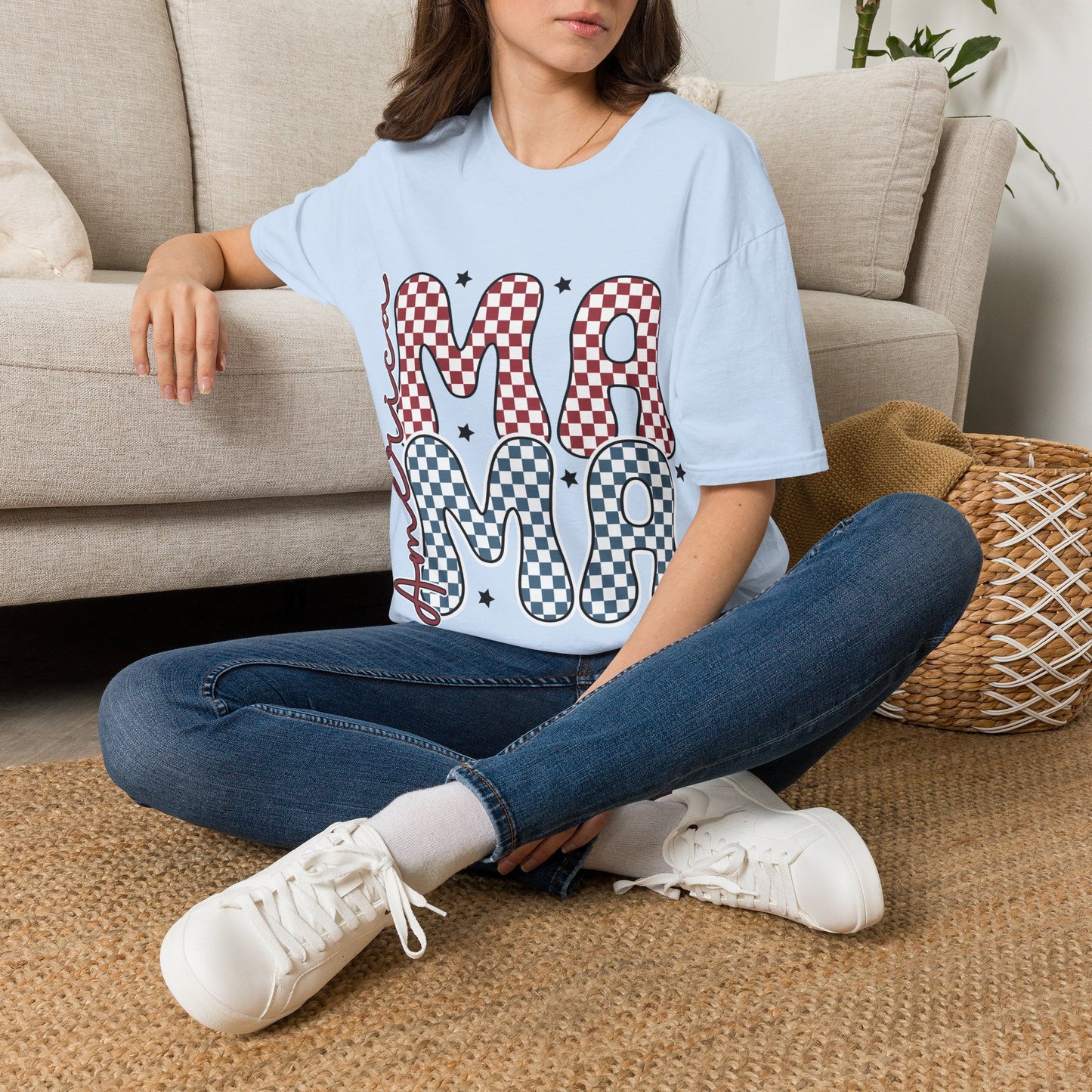 Mama Checkerboard T‑Shirt