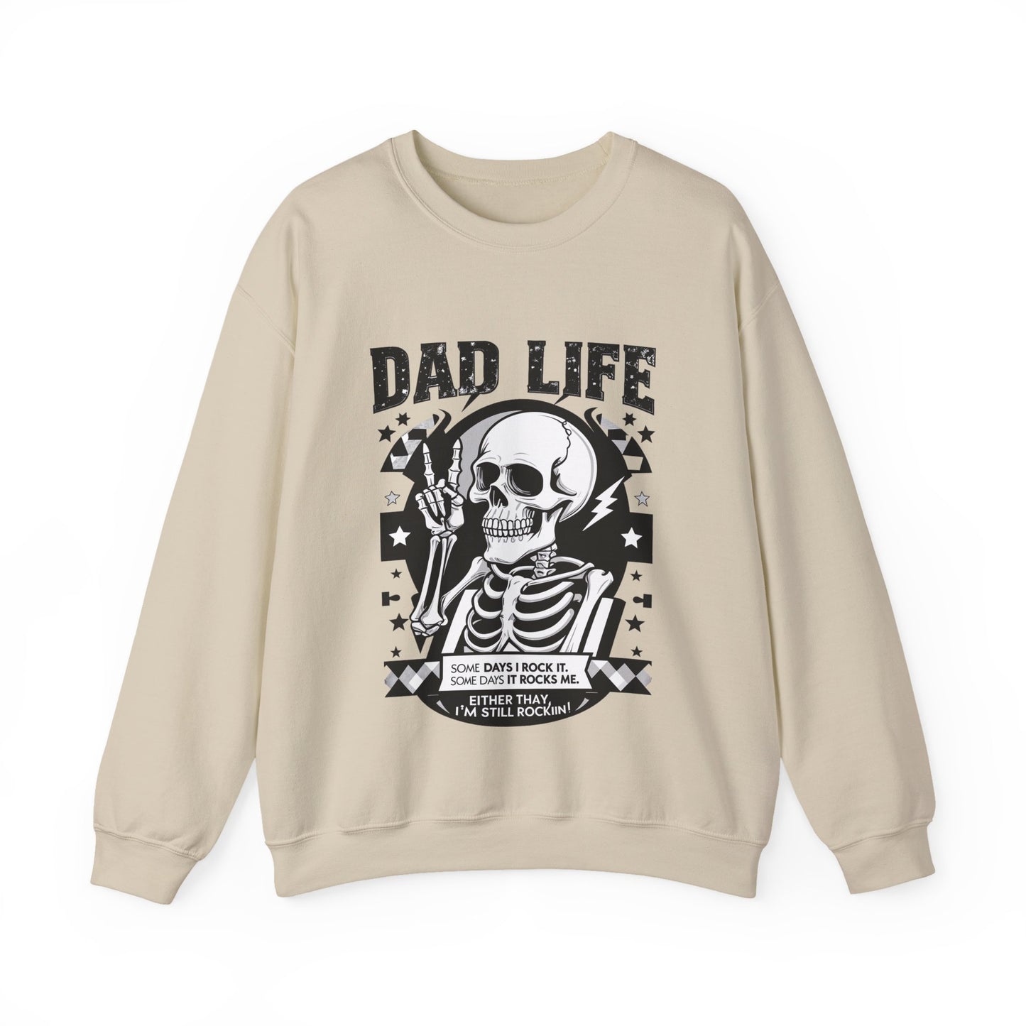 Dad Life Skeleton Crewneck Sweatshirt — Funny Retro Skull Fatherhood Pullover