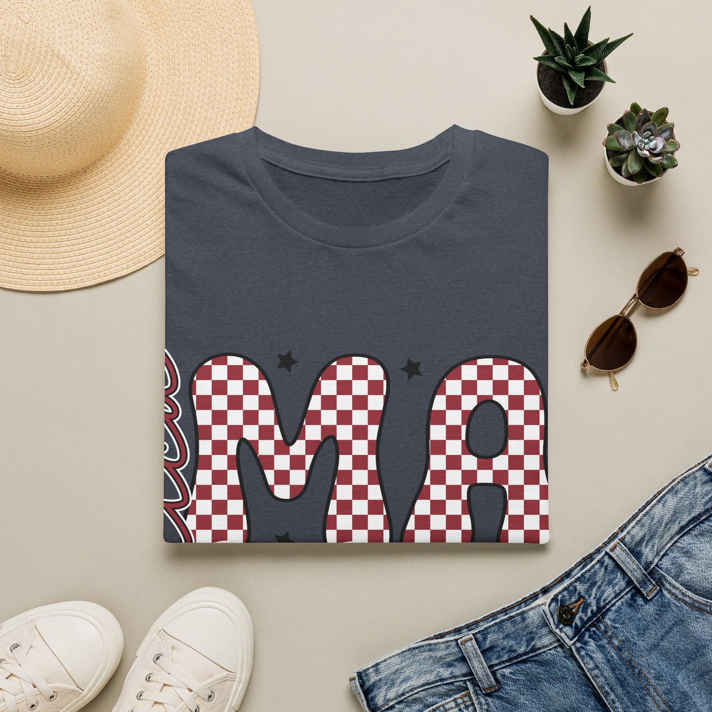 Mama Checkerboard T‑Shirt