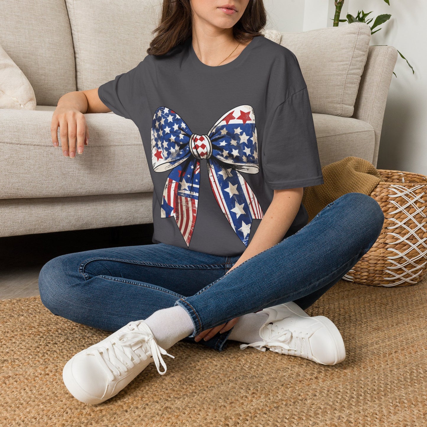 Patriotic Stars & Stripes Bow T-Shirt
