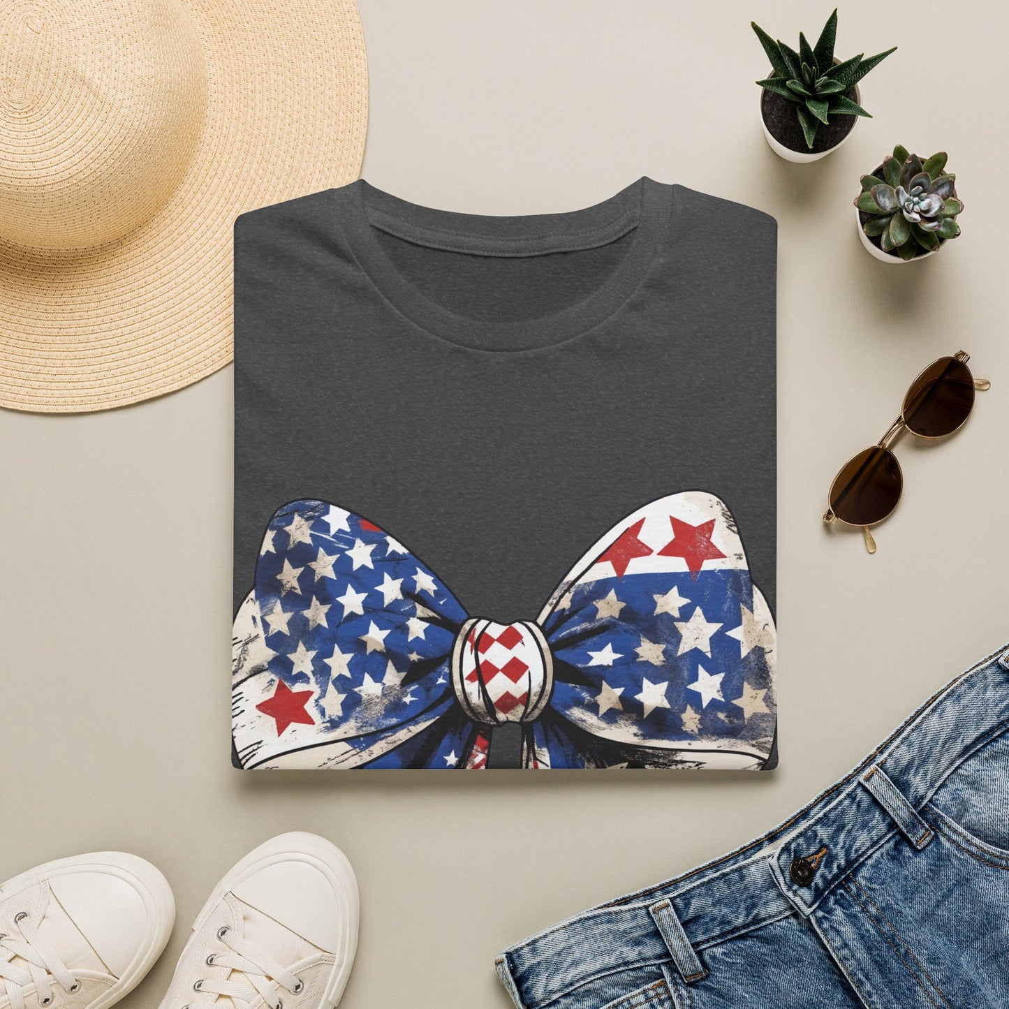 Patriotic Stars & Stripes Bow T-Shirt