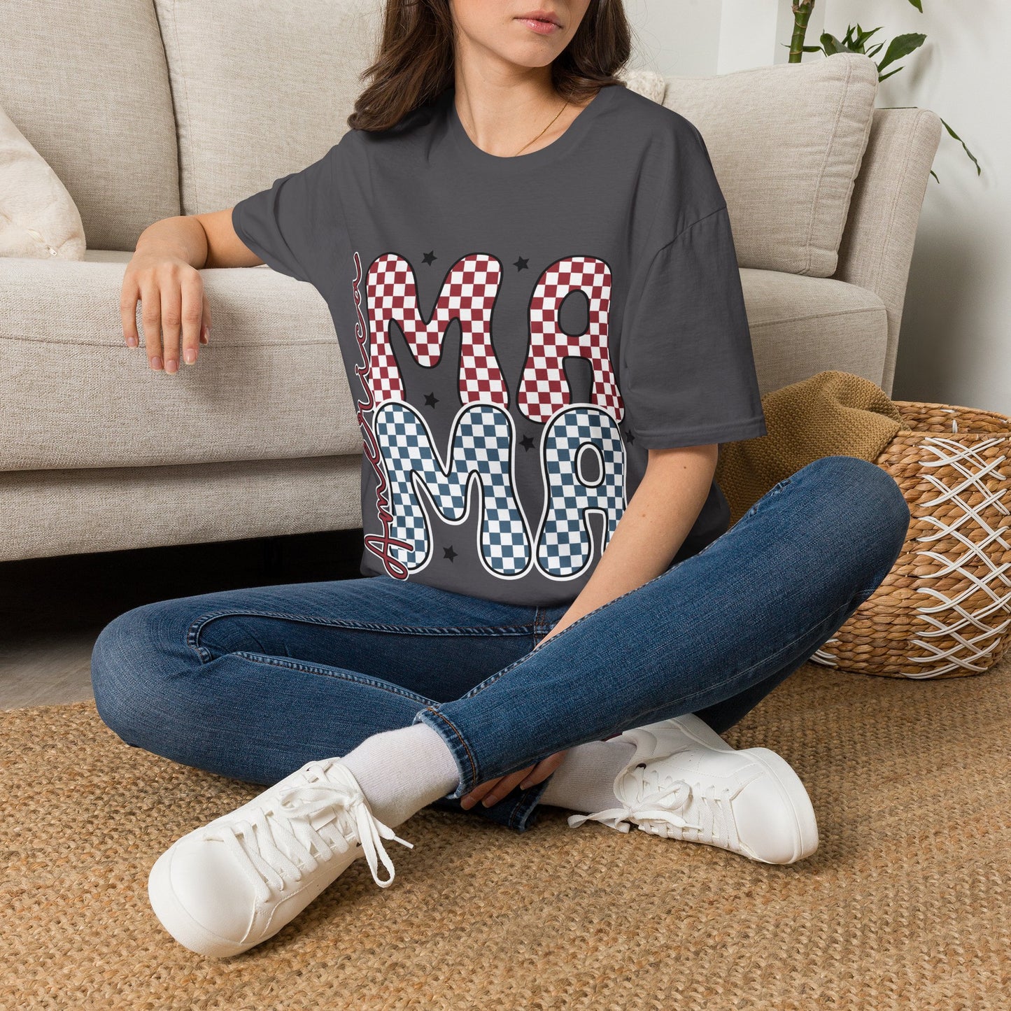 Mama Checkerboard T‑Shirt