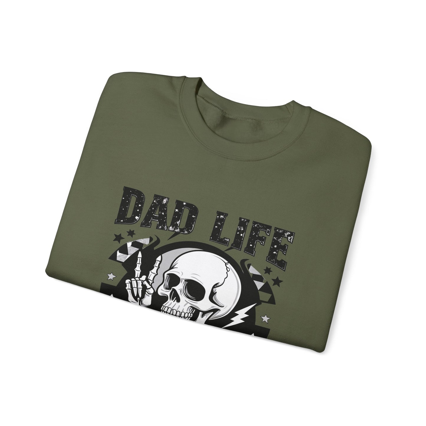 Dad Life Skeleton Crewneck Sweatshirt — Funny Retro Skull Fatherhood Pullover