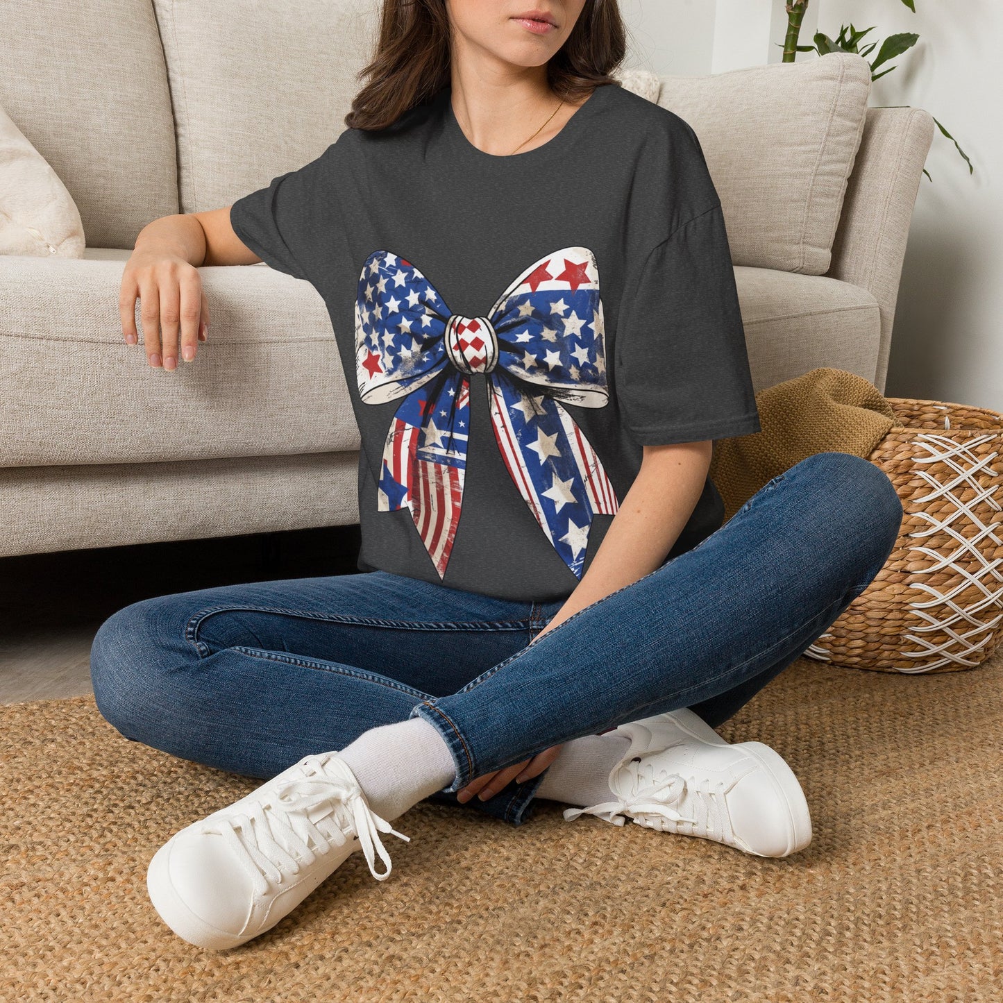 Patriotic Stars & Stripes Bow T-Shirt